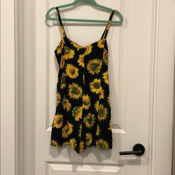 Sunflower strapless romper playsuit with shorts. - Picture 1 of 5